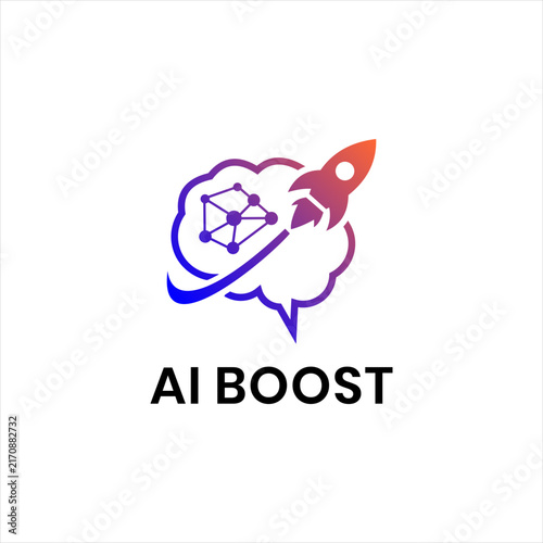 AI Rocket for Startup Innovation Cloud Computing Network  Technology Logo Icon Vector Design Digital Future Science and Modern Business Branding