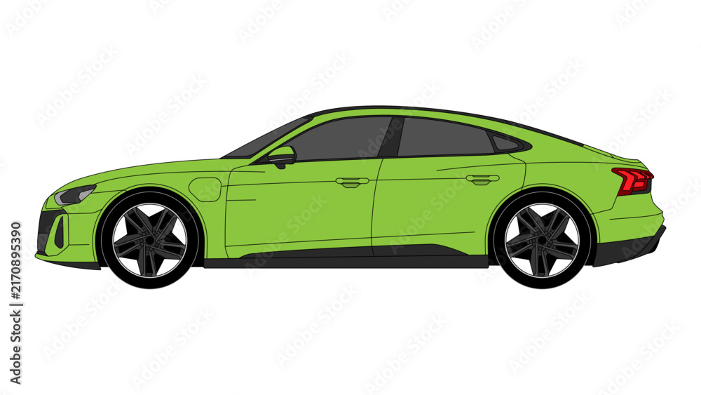 Fototapeta premium Audi E-Tron GT City EV Vector Electric Vehicle German Germany Colorful Car hatchback Power Speed