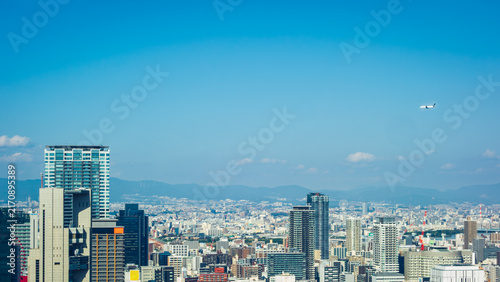 Fotografía どこまでも広がる大都市の街並みと遠くの山々