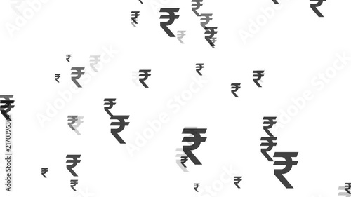 Animation of an Indian rupee collection with a transparent background, rupee currency symbol, motion graphics, 4K video.