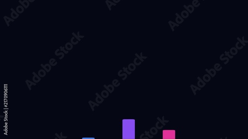 Animated colorful audio spectrum equalizer bars on dark animation 4k background