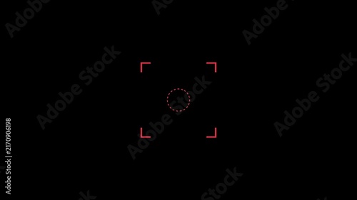 Digital camera autofocus target overlay with red reticle and scanning hud for ui animation 4k