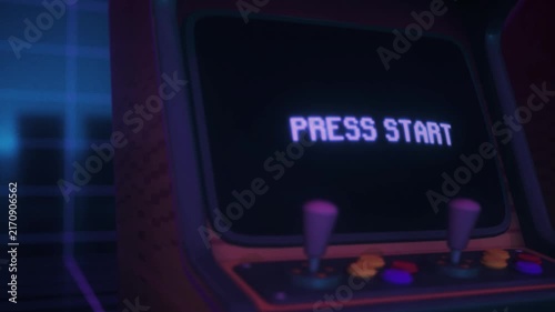Retro Arcade Machine Screen With Glowing Press Start Message