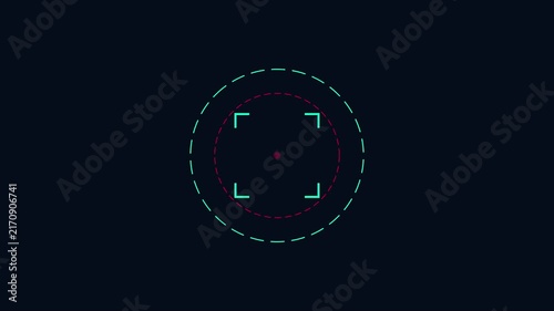 Futuristic digital target hud overlay with rotating circular scan lines and precision crosshairs for sci-fi ui motion animation 4k