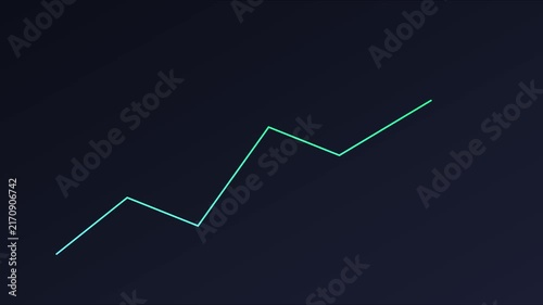 Animated financial growth chart line rising on dark animation 4k background, for business data, analysis and market, trends presentation