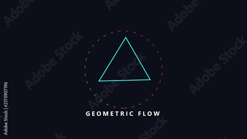 Geometric flow abstract motion with rotating triangle and dotted circle animation 4k