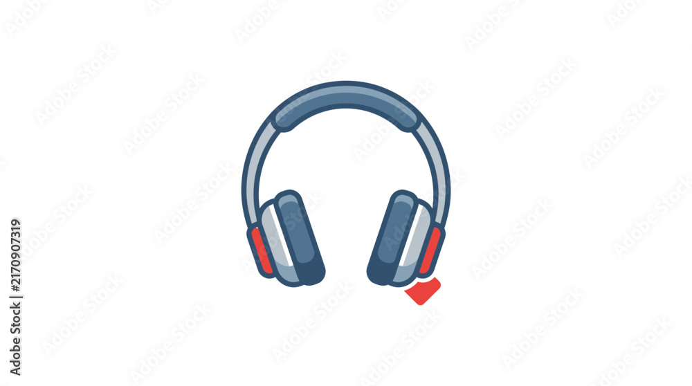 Fototapeta premium Modern gaming headset icon with microphone for audio communication and digital media.