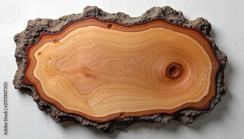 Wooden slab with natural edge and smooth surface  
