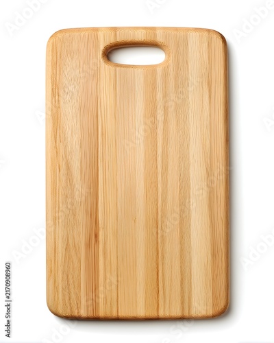Wooden cutting board with light grain texture isolated on white background