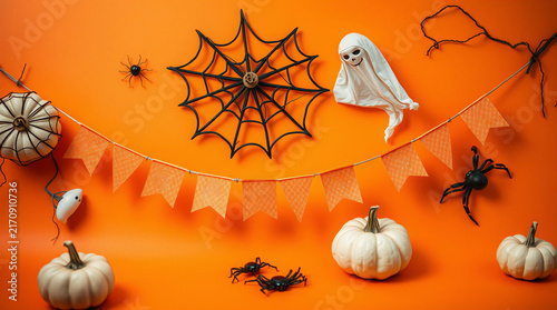 Halloween Pattern Background with Spooky Decorations