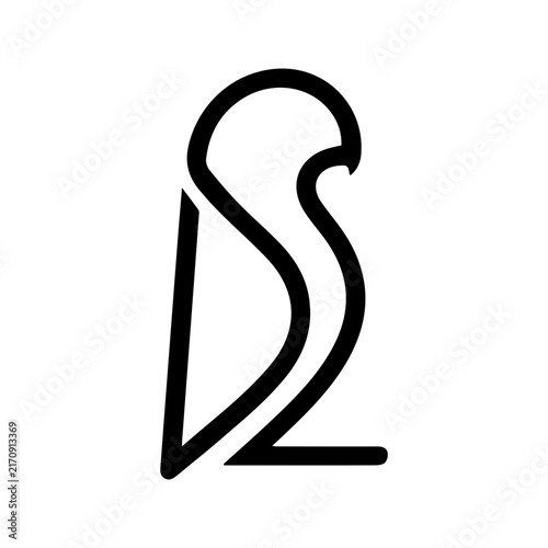 Minimalist abstract line art logo design of a bird silhouette.