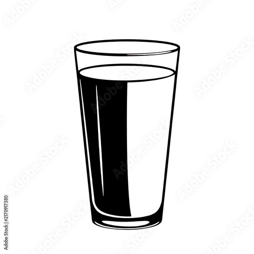 A simple minimalist black silhouette icon of a glass of milk, representing dairy nutrition, healthy dietary wellness, and university food science studies, isolated on white.