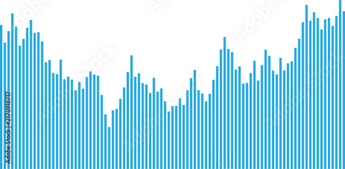 фотографія Dynamic blue bar chart representing market volatility and fluctuating financial