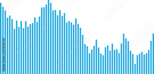 Konstfotografi Blue bar chart showing fluctuating financial data trends with varying vertical h