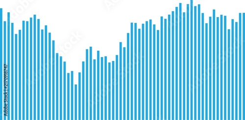 Foto Blue bar chart showing fluctuating market data trends with varying vertical heig