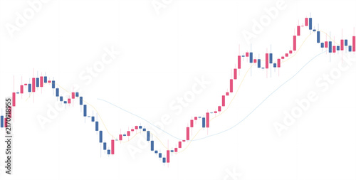 Detailed financial candlestick chart illustrating market recovery and upward momentum isolated on transparent background, suitable for trading software, investment analysis, and financial infographics