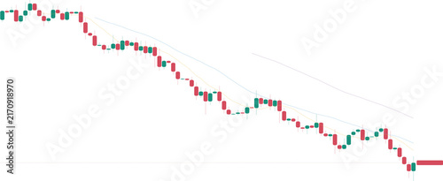 Bearish financial stock market candlestick chart showing a downward trend, isolated on transparent background, ideal for risk management, market analysis, and financial loss reporting presentations.