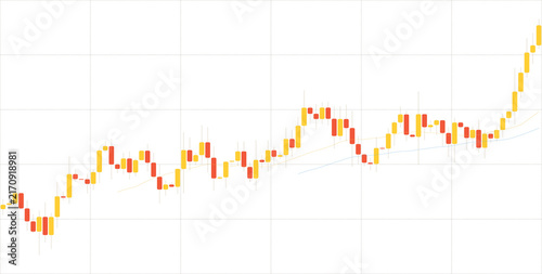 Dynamic financial stock market candlestick chart with yellow and orange bars, isolated on transparent background, representing growth, market momentum, and positive investment performance trends.