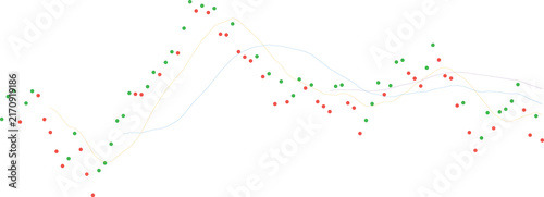 Abstract financial market graph with fluctuating red and green data points and trend lines, isolated on transparent background for professional business analysis, stock trading, and economic reports.