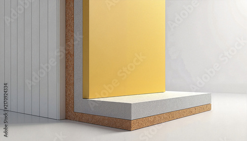 Modern architectural surfaces with vibrant yellow panel
