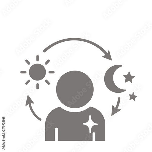 昼と夜の循環による生活リズムを表すピクトグラム（グレー）