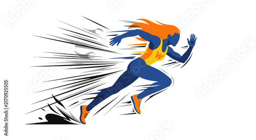 Athlete Running Fast, Motion Blur Effect