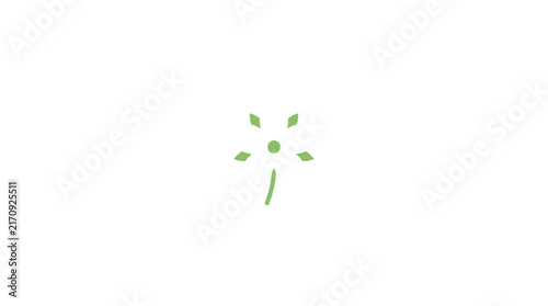Minimalist Green Flower Icon Isolated