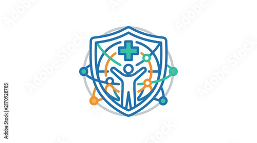 A stylized medical shield icon representing health and protection