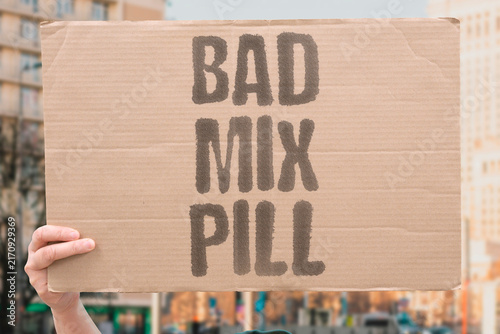 Konstfotografi "Bad mix pill" Dangerous drug interactions with sedatives antibiotics and thyroid medications