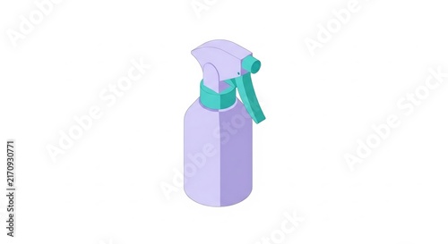 Purple isometric spray bottle icon for cleaning illustration