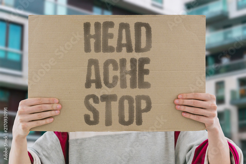 Fotografie "Head ache stop" Caffeine withdrawal causes headache and fatigue
