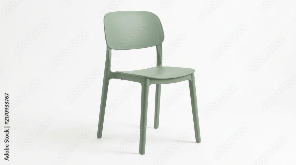 Fototapeta premium Modern sage green plastic chair on white background