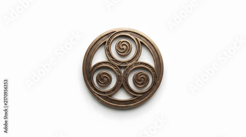 Ancient Celtic Triskelion Symbol in Bronze with Intricate Design