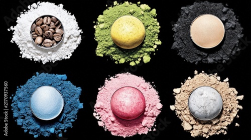 Colorful Cosmetic Pigments and Powders Arrangement for Makeup Artistry