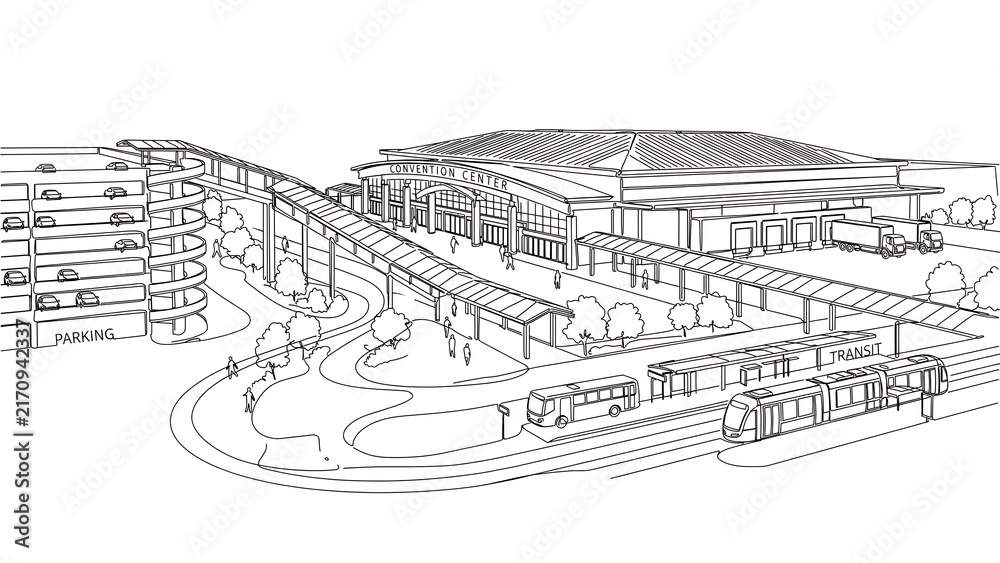 Obraz premium Modern train station illustration white background.