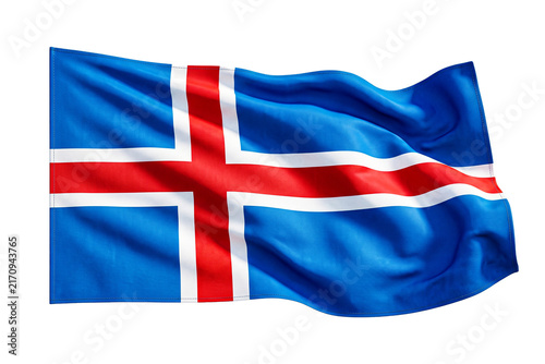Bild auf Leinwand Iceland flag waving on wind clear transparent background smooth cloth texture