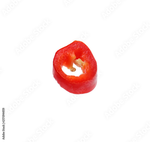 Foto Aromatic spice. One piece of chili pepper isolated on white