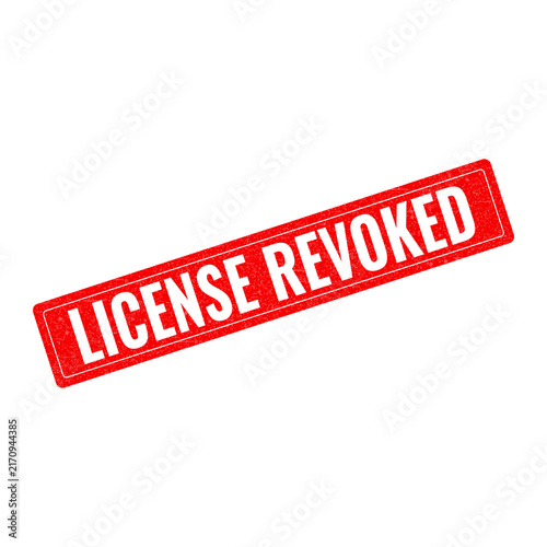 Foto Red license revoked warning sticker with bold text isolated on transparent backg