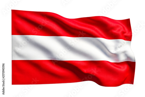 Obraz na plátně Austrian flag waving on transparent background national symbol country emblem red white stripes