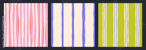 Foto Set of seamless abstract stripe patterns with hand-drawn vertical lines