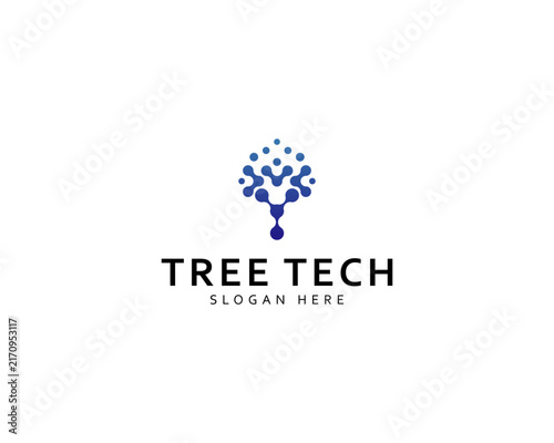 tree tech logo creative network brain smart innovation icon design connect network business