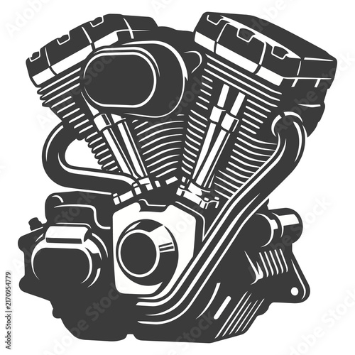 Obraz na płótnie Powerful V-Twin Motorcycle Engine Print for Biker T-Shirts and Garage Wall Decor