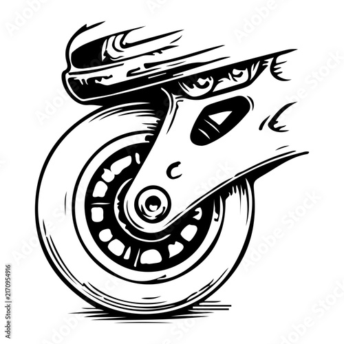 Hand Drawn Inline Skate Wheel Closeup