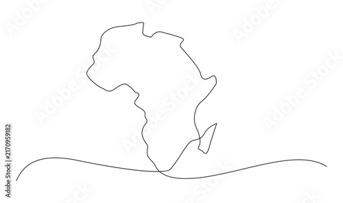 Minimalist Single Continuous Line Drawing of Africa Map Outline