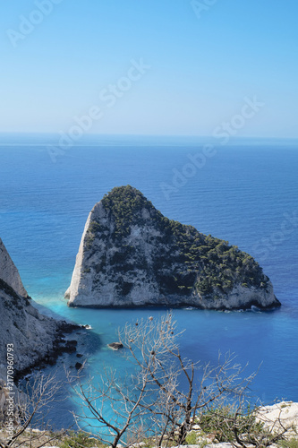 zakynthos crystal clear water and rock view