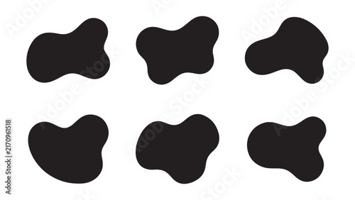 Set of black irregular fluid abstract shapes organic blobs modern graphic elements for design and decoration backgrounds patterns and contemporary art projects vector illustration
