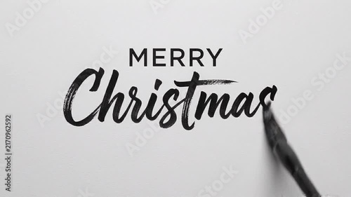 Hand Drawn Brush Calligraphy Merry Christmas and Happy New Year Text Animation
