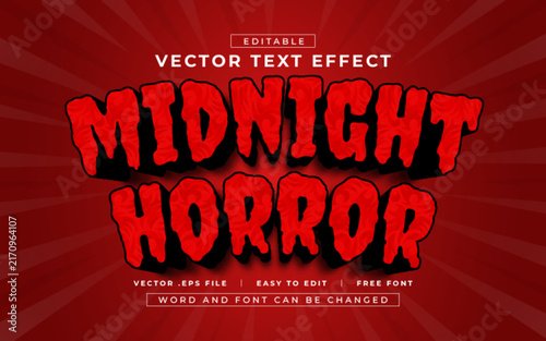 Midnight Horror 3D editable text effect style - Premium Vector