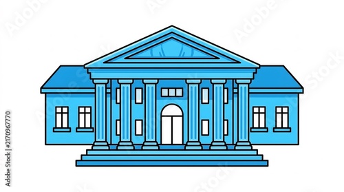 Bank building illustration with classical columns