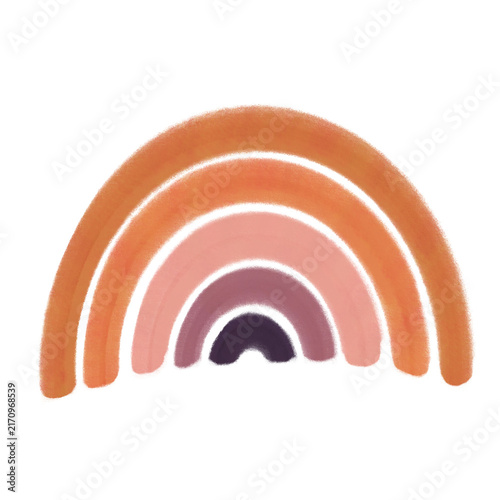 Foto Boho rainbow illustration with warm orange, peach, and neutral earth tones for n